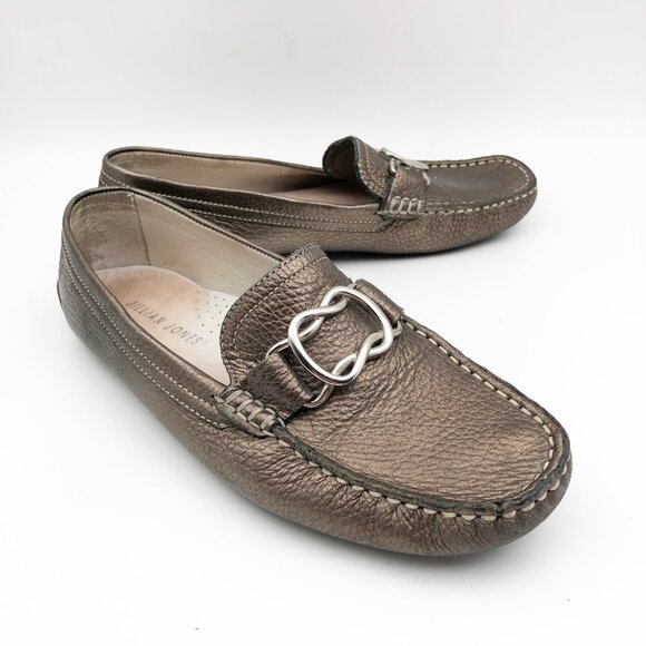 JILLIAN JONES Bronze Metallic Driving Loafer Leather Moccasin Womens 7 - Picture 1 of 9